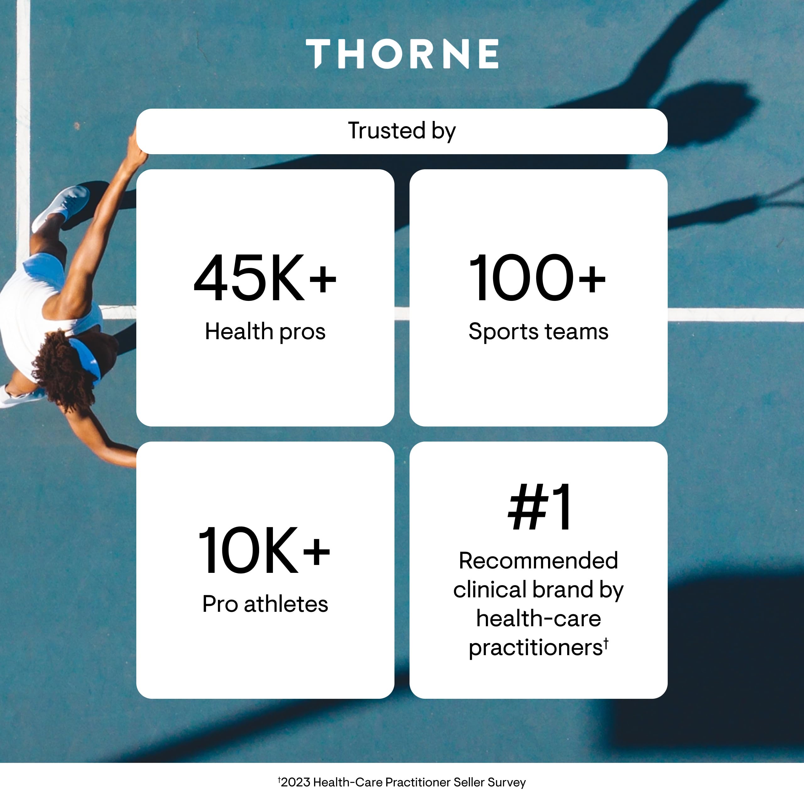 THORNE creatine caja y envase que resaltan calidad profesional