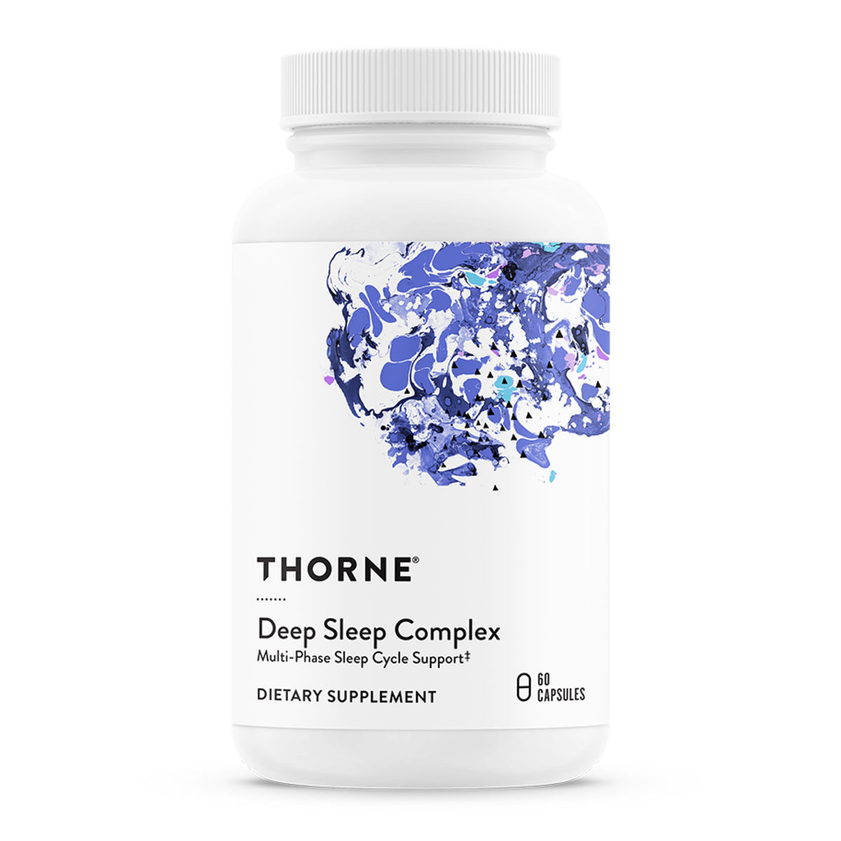 THORNE envase frontal mostrando Deep Sleep Complex y diseño claro