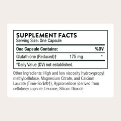 THORNE cápsulas Glutathione-SR primer plano mostrando tamaño y recubrimiento fácil de tragar