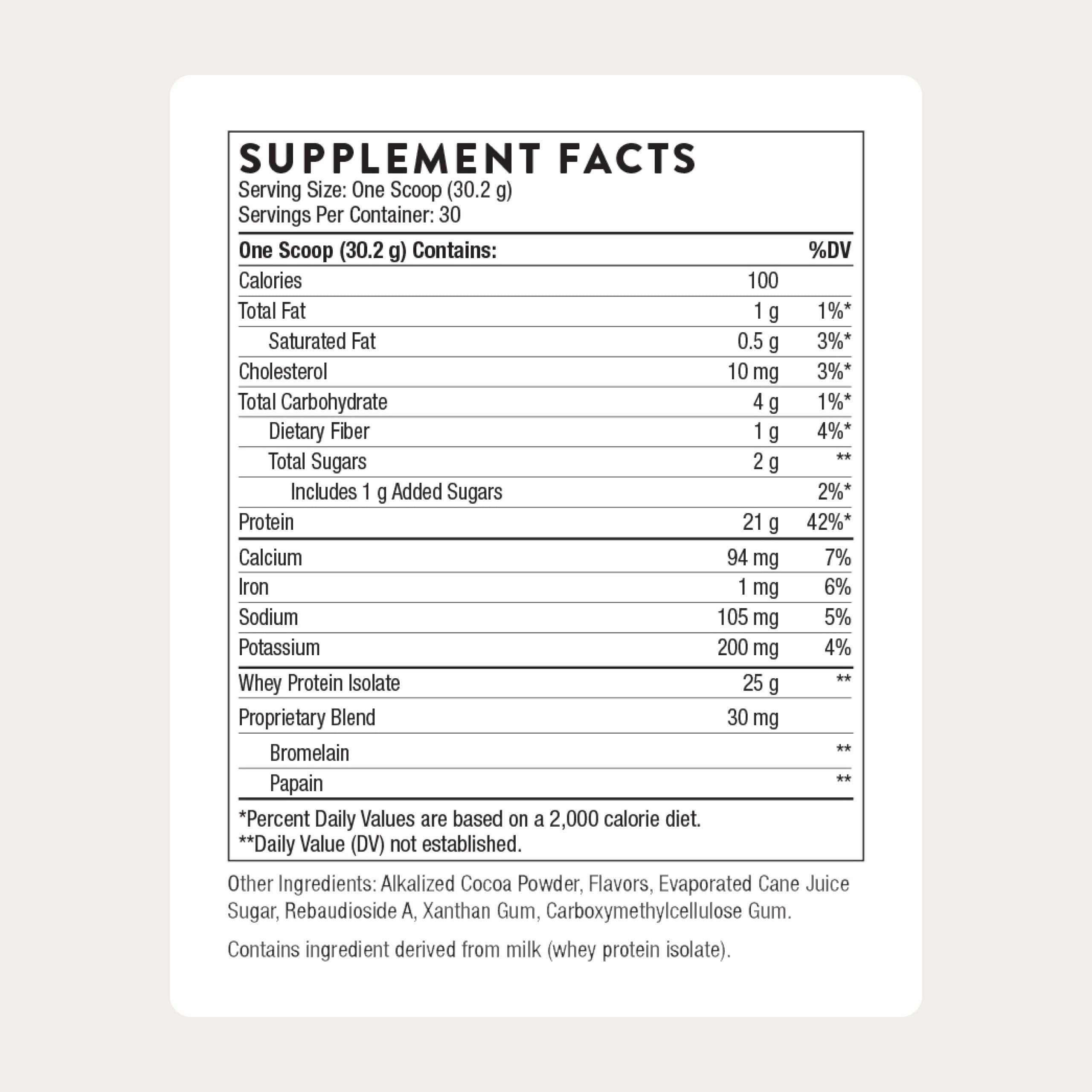 Textura del polvo THORNE Whey Protein Isolate en primer plano, fácil de disolver y mezclar