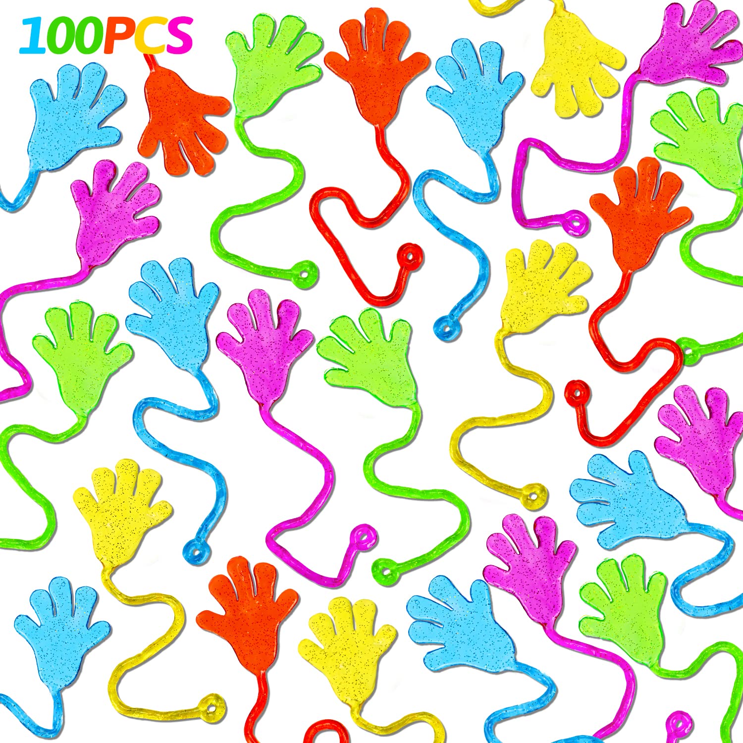 Thremhoo paquete frontal mostrando 100 manos pegajosas y variedad de colores para fiestas