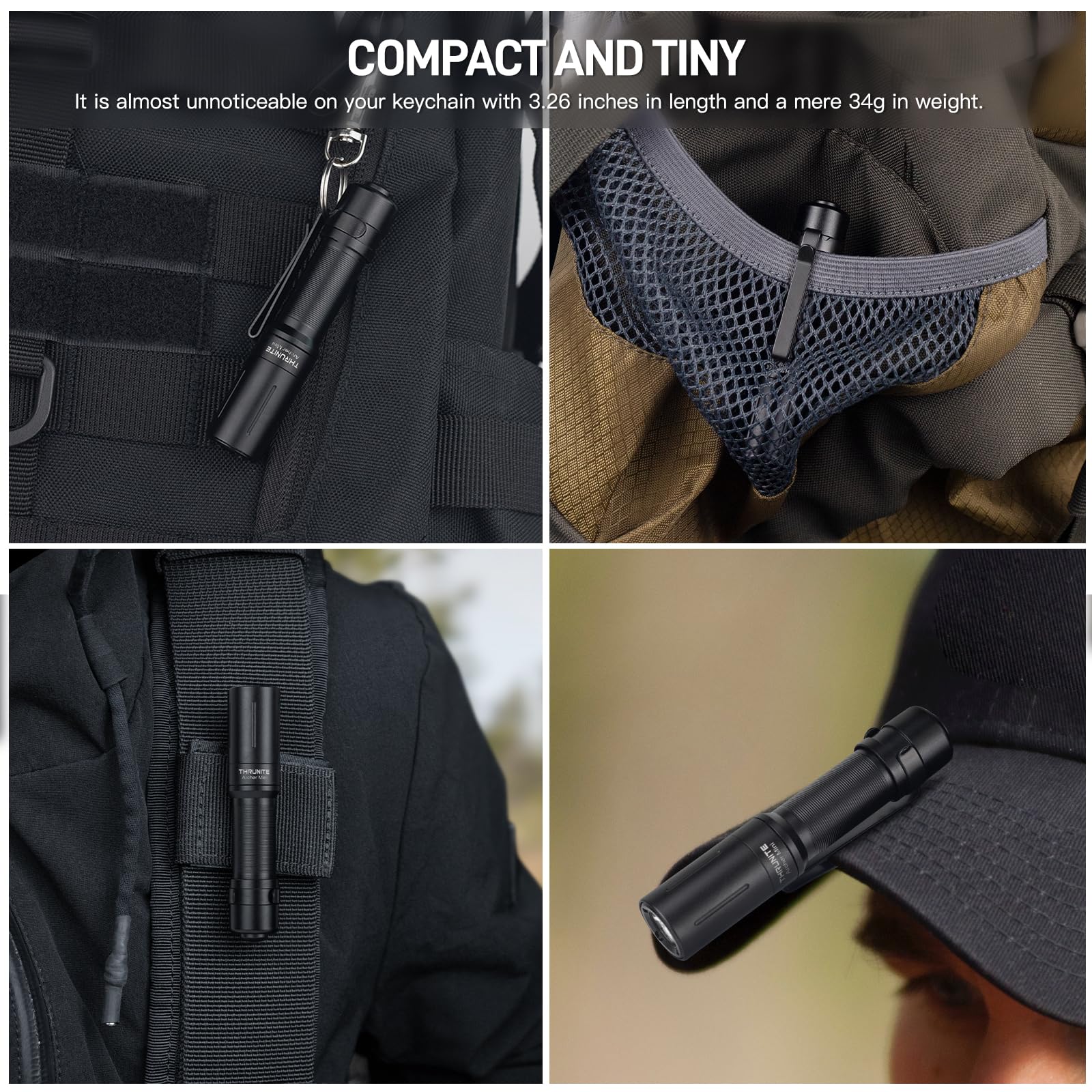 ThruNite Archer Mini detalle de lente TIR que ofrece haz uniforme