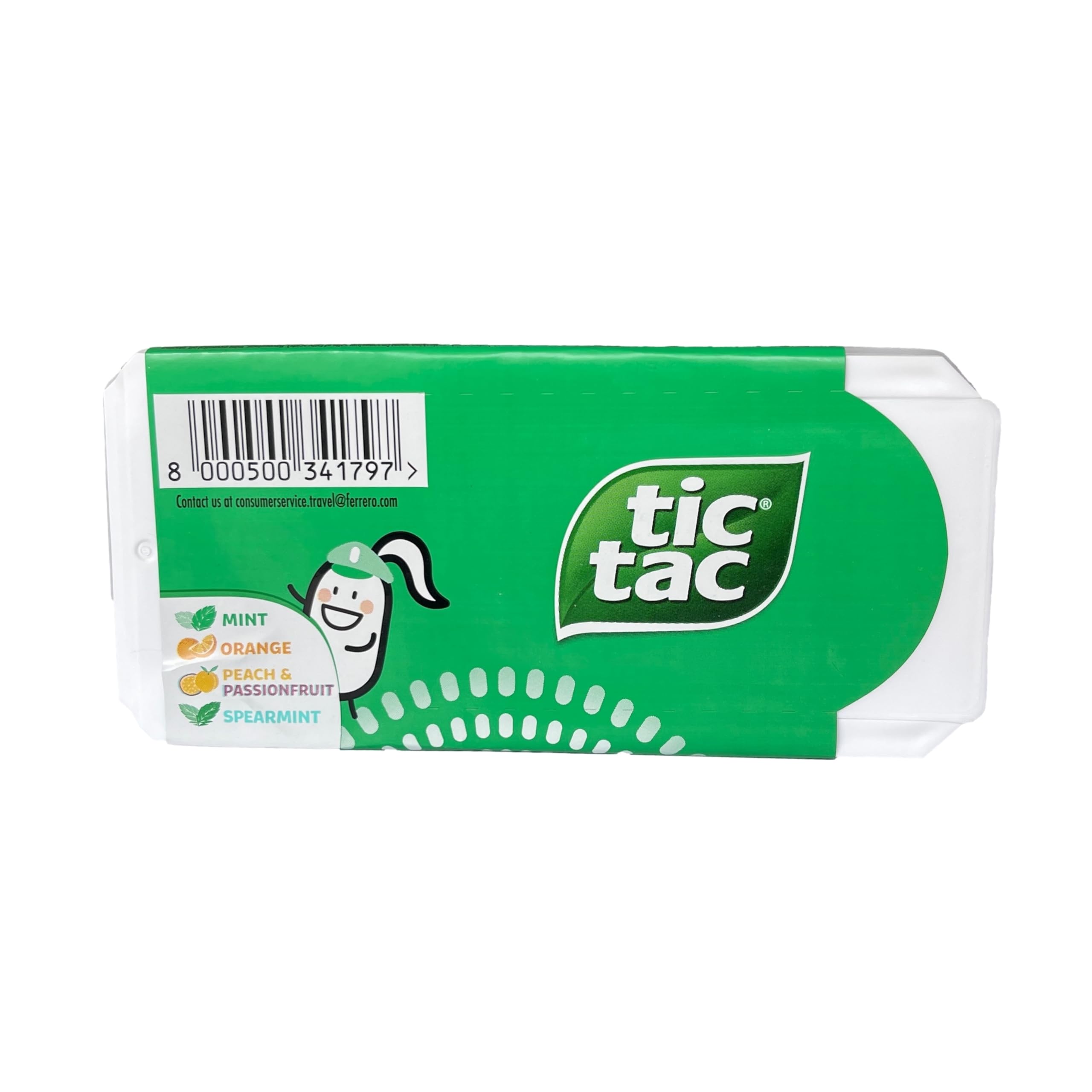 Tic Tac mini caja abierta mostrando pastillas y fácil acceso para compartir