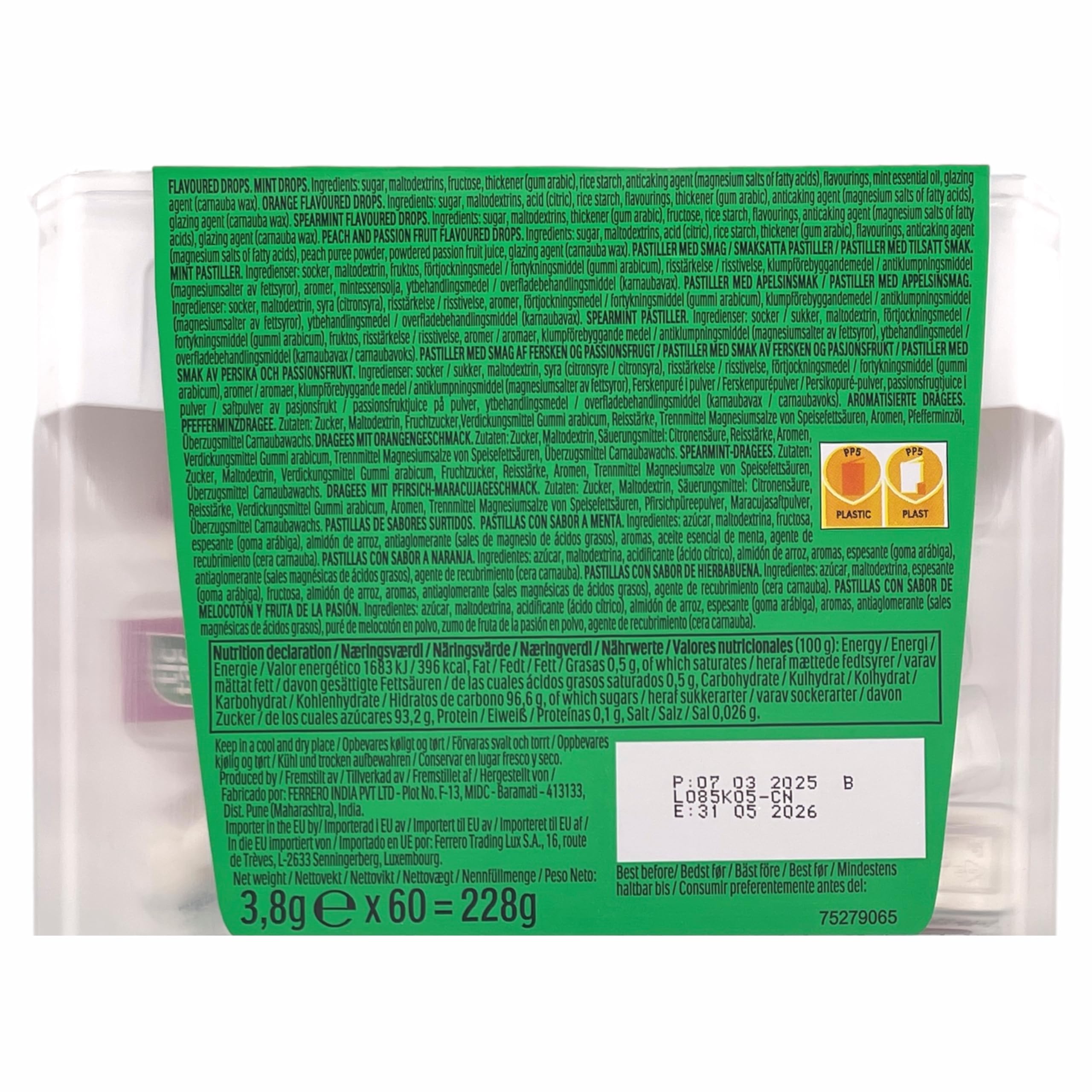 Tic Tac primer plano de textura de pastillas que resalta frescura y sabor