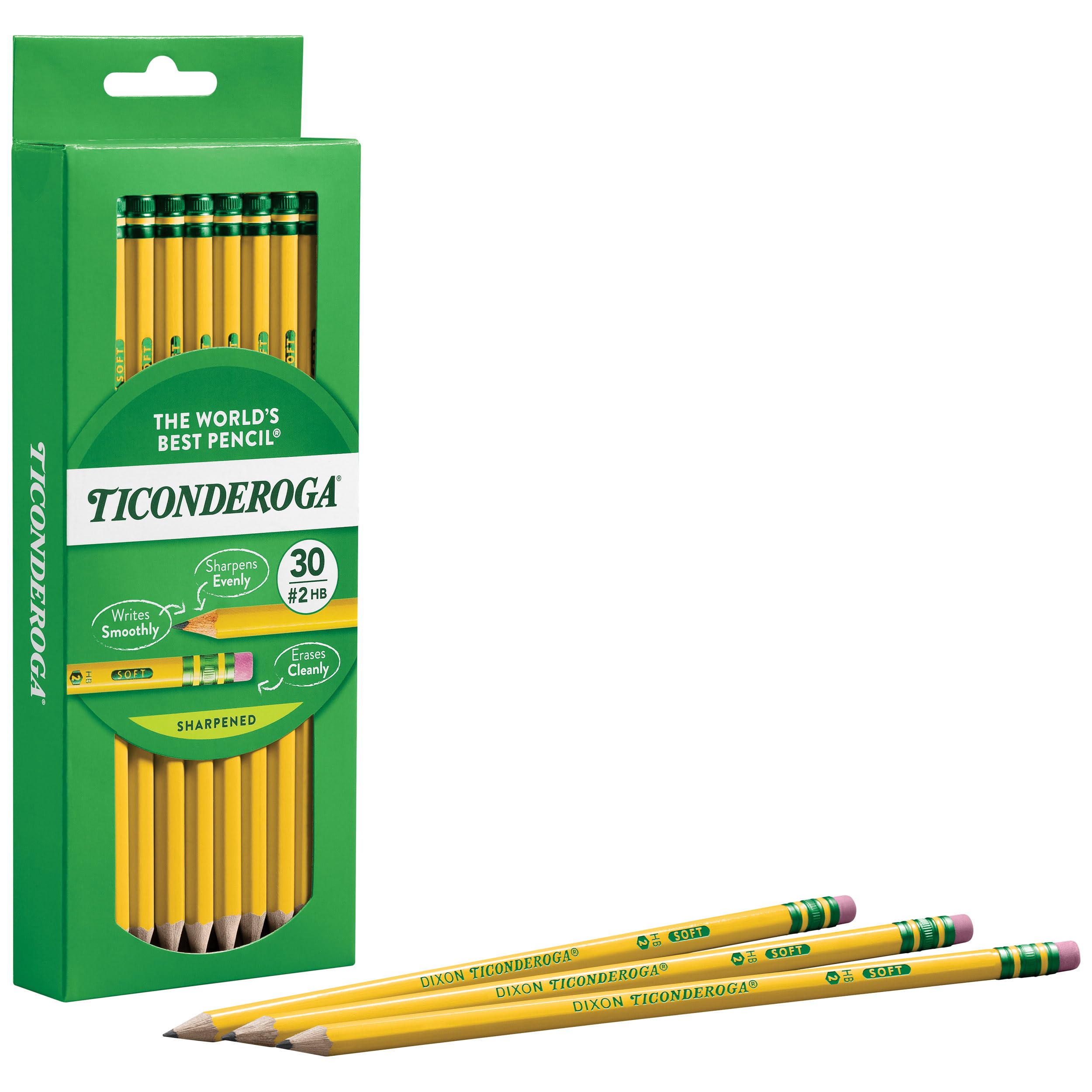 Ticonderoga borrador libre de látex en férula verde y dorada segura