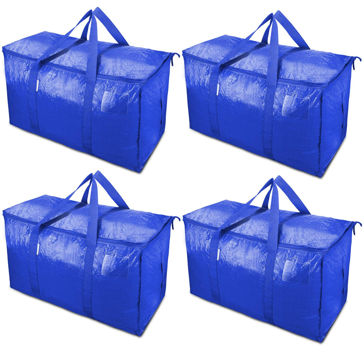 TICONN front view of four blue moving bags showing compact packing benefit