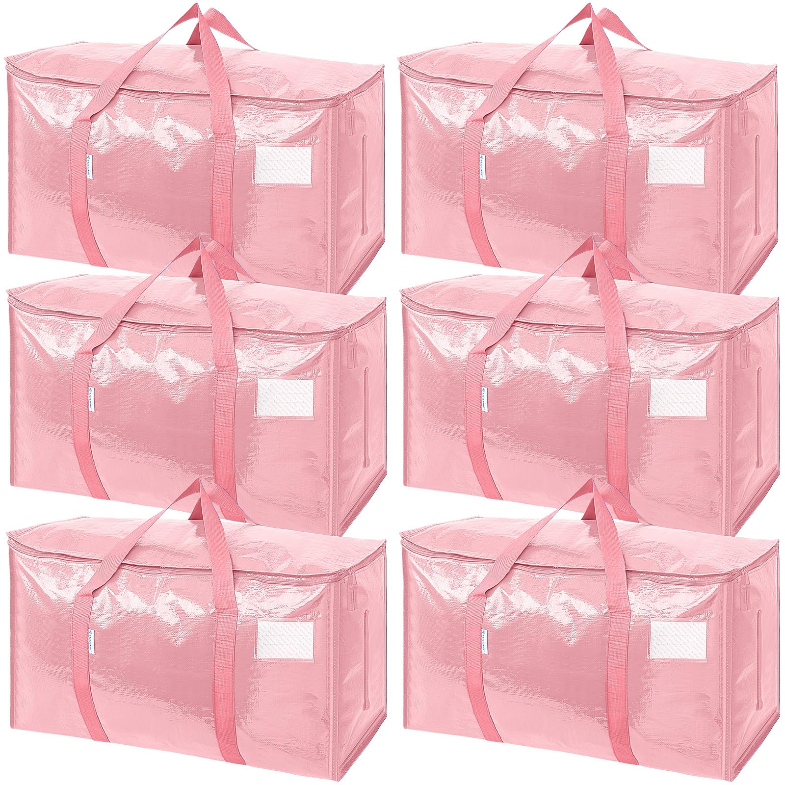 TICONN vista frontal del paquete de seis bolsas coral para mudanza, solución volumétrica