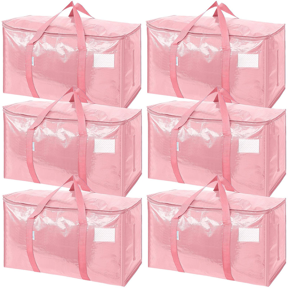 TICONN vista frontal del paquete de seis bolsas coral para mudanza, solución volumétrica