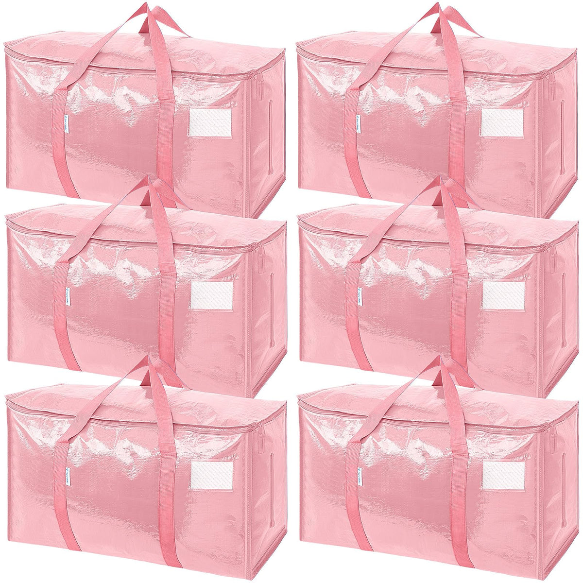 TICONN vista frontal del paquete de seis bolsas coral para mudanza, solución volumétrica