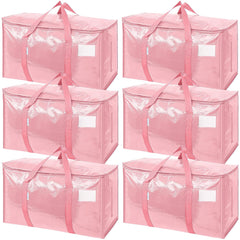 TICONN vista frontal del paquete de seis bolsas coral para mudanza, solución volumétrica