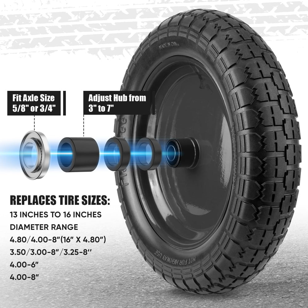 TICONN side profile of steel rim and foam tire demonstrating sturdy construction
