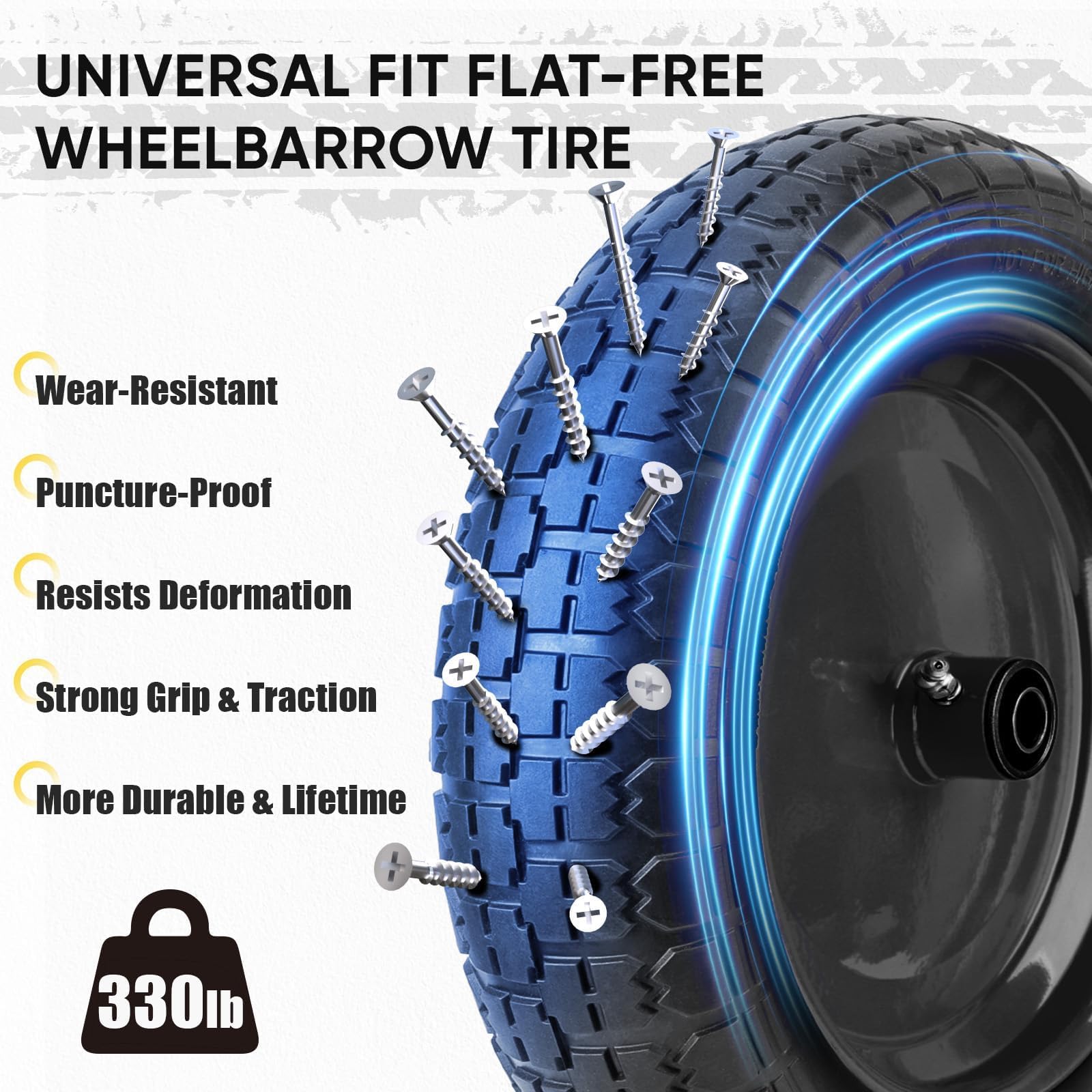 TICONN wheel mounted on garden cart illustrating maintenance-free use
