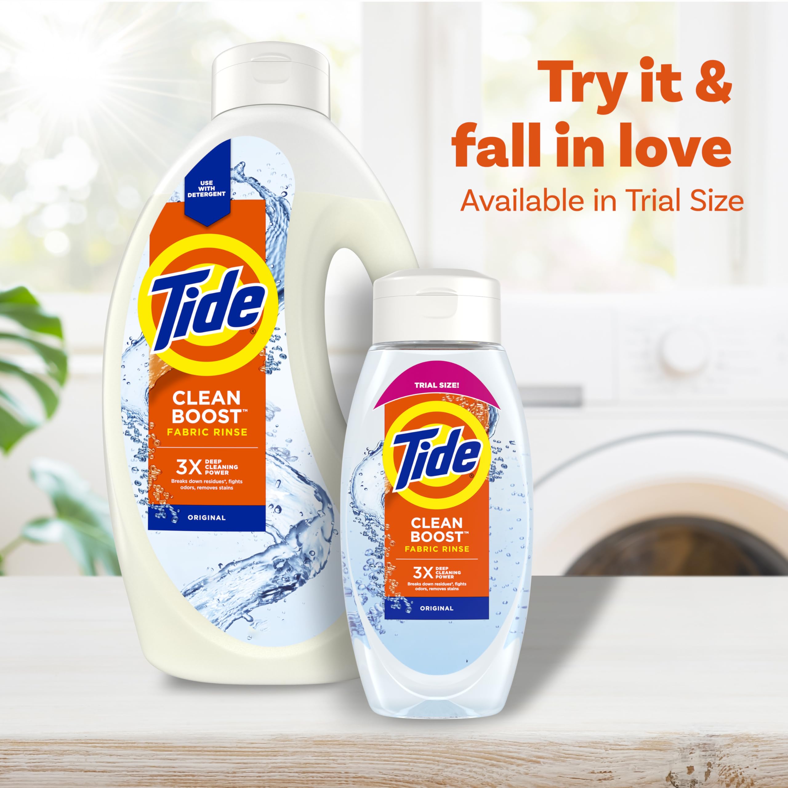 Tide Clean Boost en lavandería doméstica con ambiente fresco y organizado