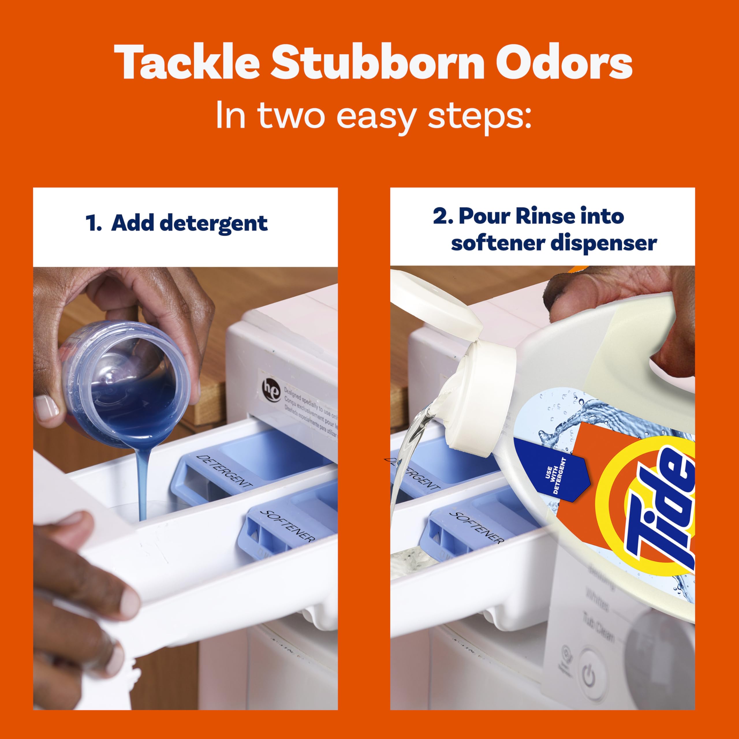 Tide Clean Boost botella junto a regla para mostrar capacidad y escala