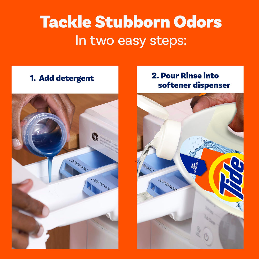 Tide Clean Boost botella junto a regla para mostrar capacidad y escala
