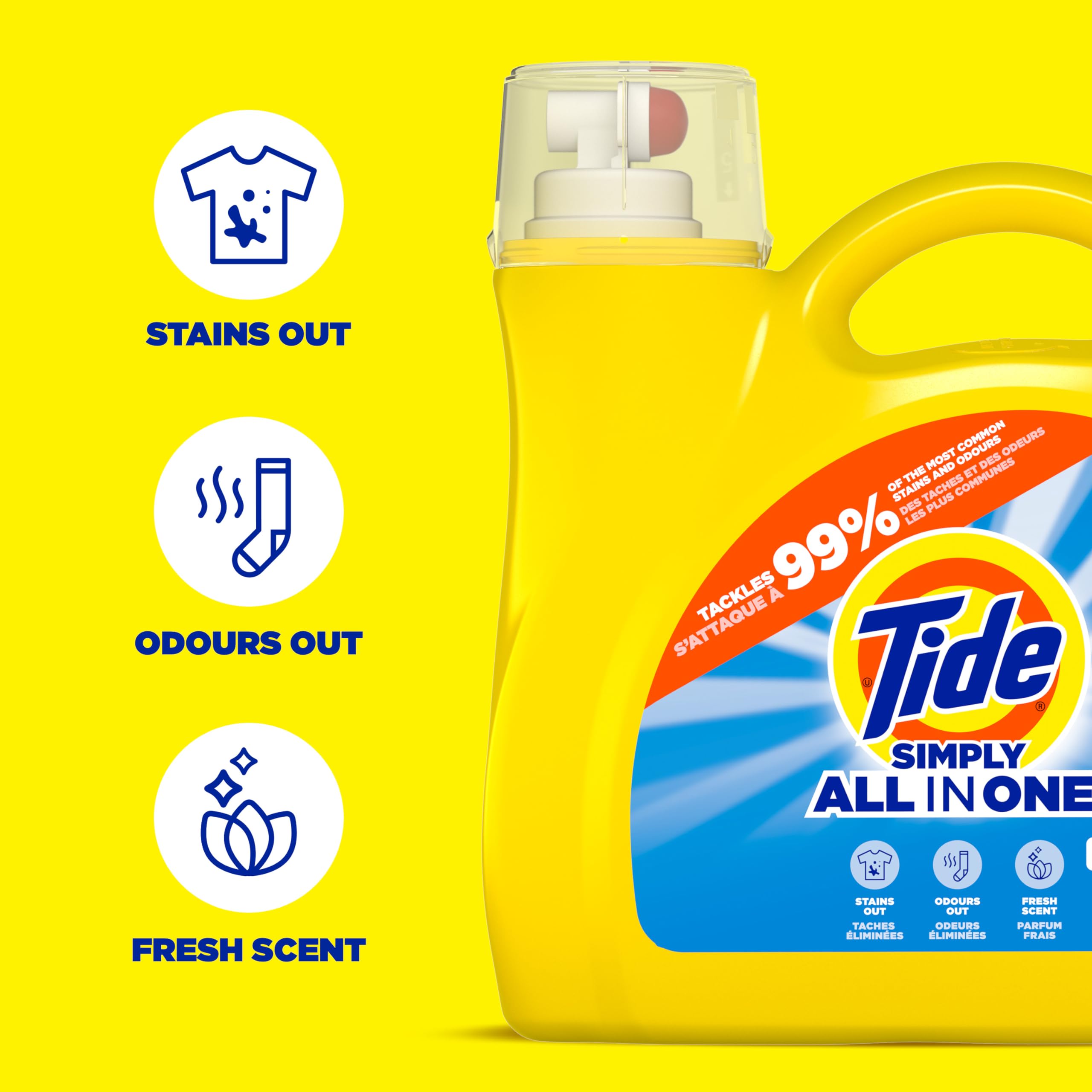 Tide etiqueta con instrucciones y detalles de lavado para uso seguro