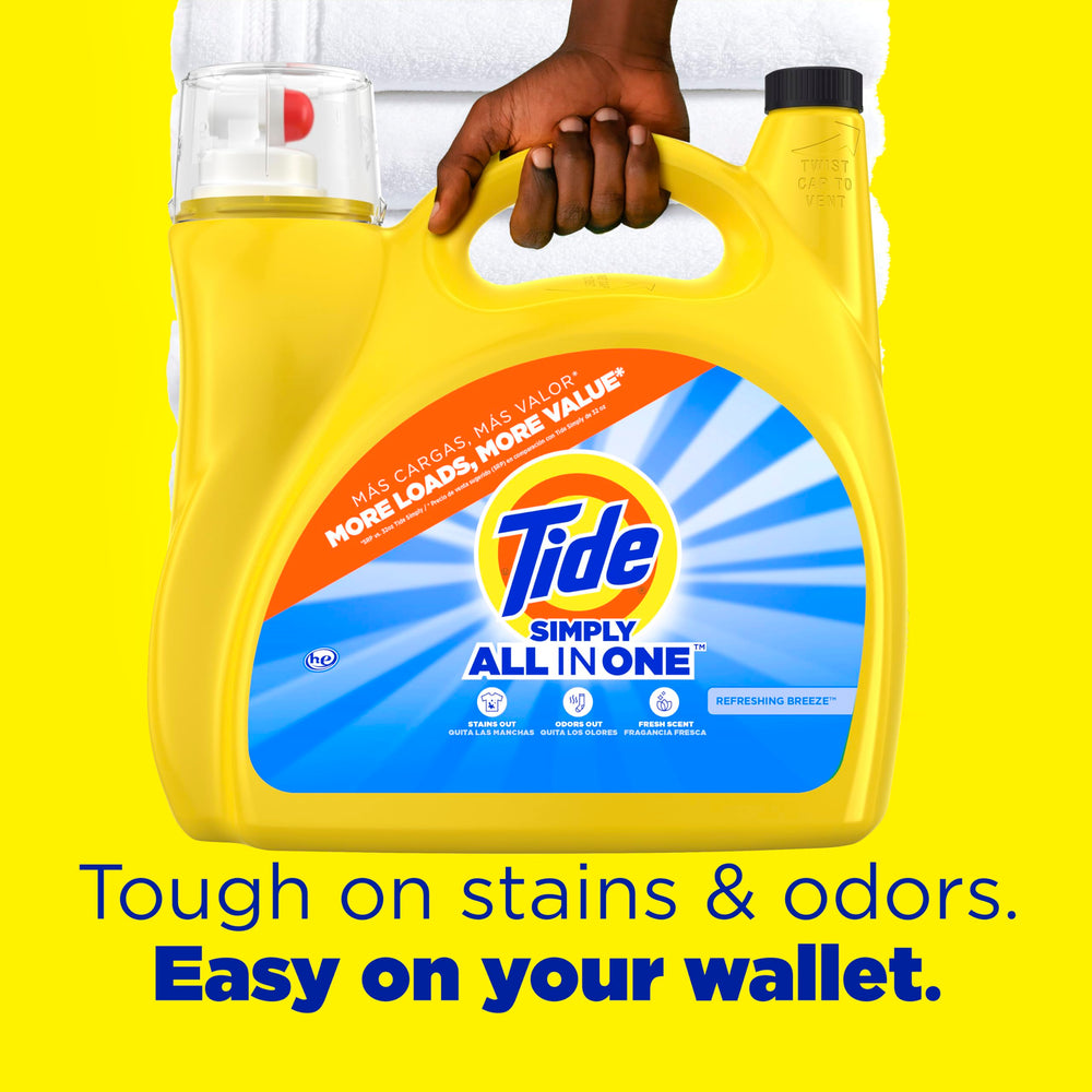 Tide etiqueta con instrucciones y beneficios para uso claro