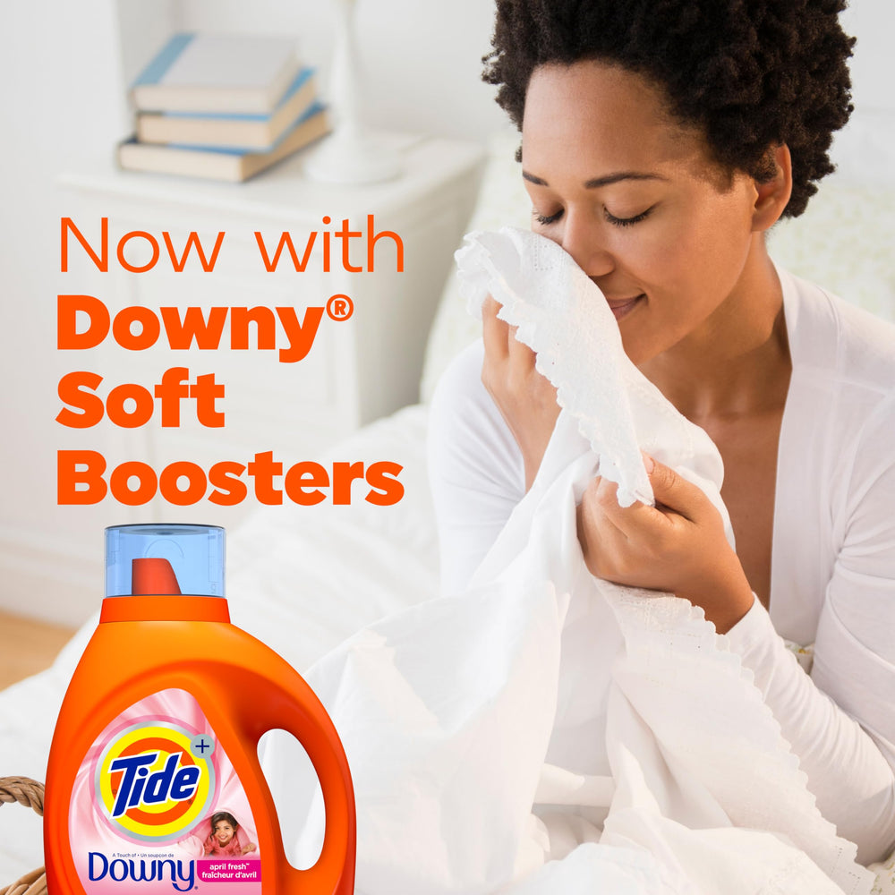 Ropa limpia tras usar Tide con Downy mostrando suavidad y frescura