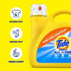 Tide vertido en lavadora ilustrando facilidad y eficacia