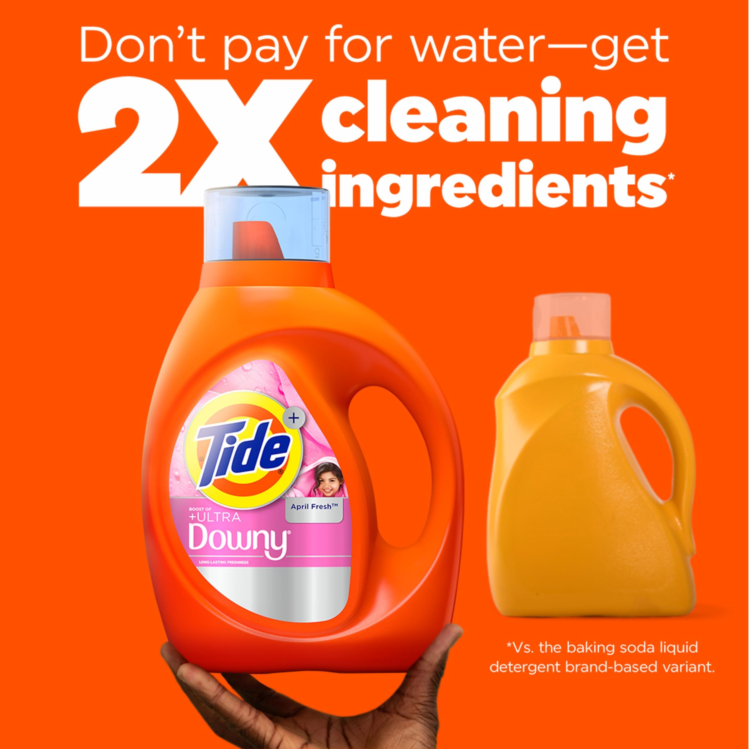 Tide botella junto a perlas Downy para intensificar aroma y suavidad