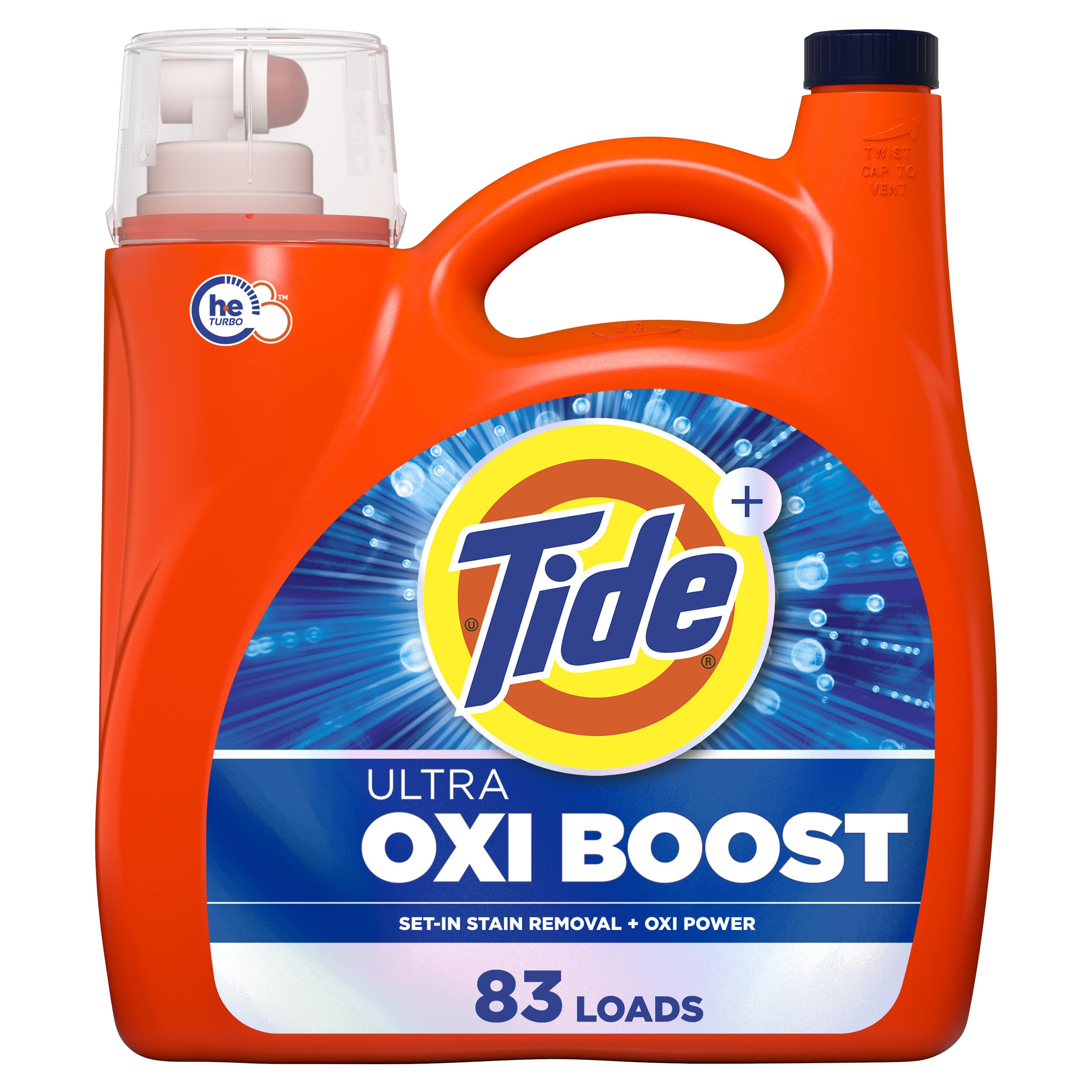 Tide botella frontal con tapa medidora, fácil dosificación y limpieza eficaz