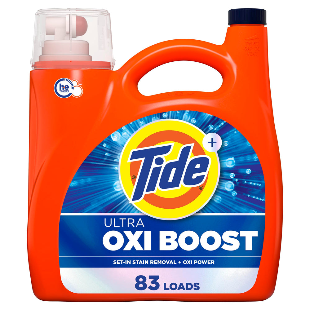 Tide botella frontal con tapa medidora, fácil dosificación y limpieza eficaz