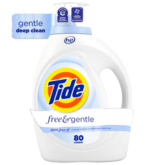 Tide botella frontal que muestra diseño y cantidad, limpieza eficaz