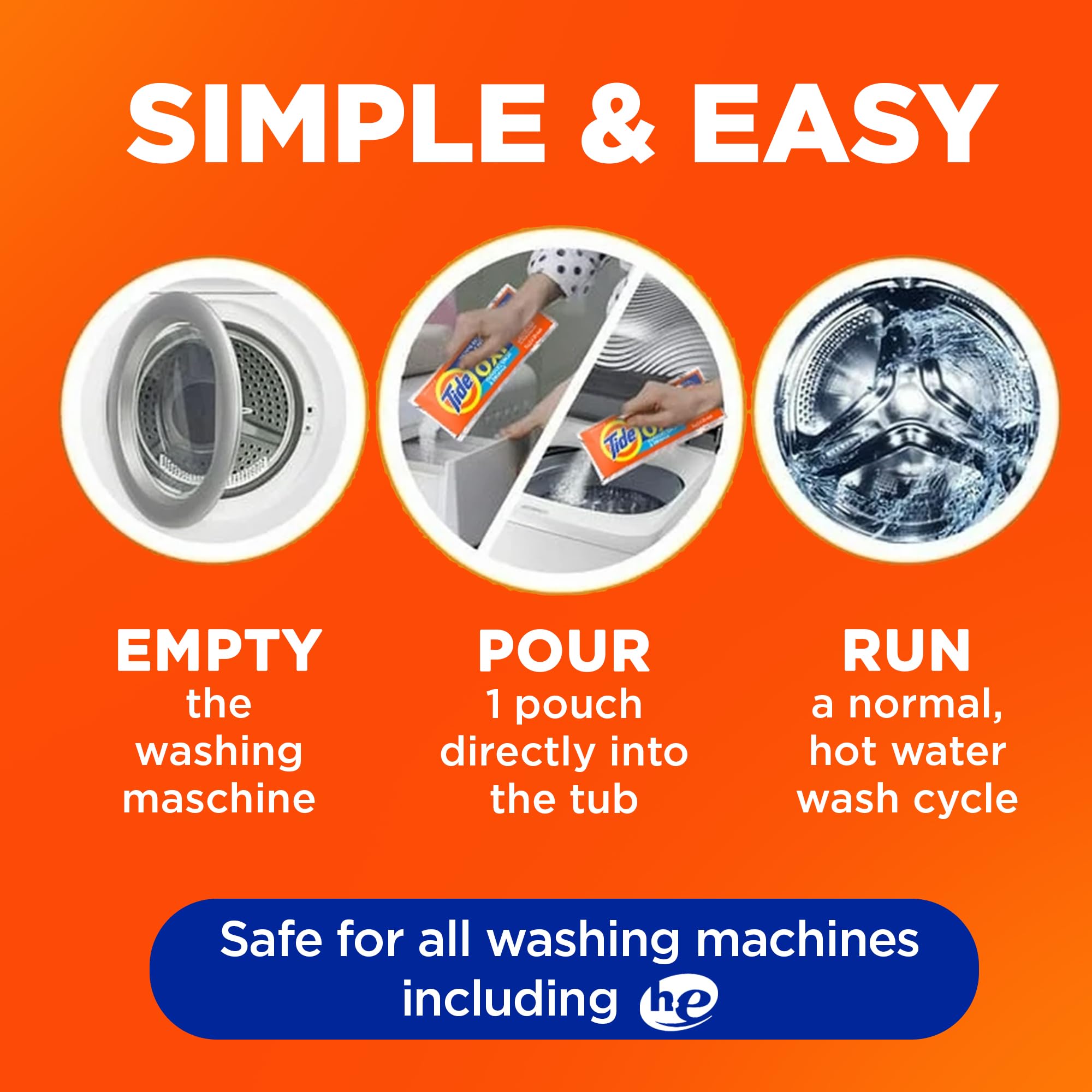 Tide etiqueta con ingredientes Oxi y TAED y recomendaciones de uso