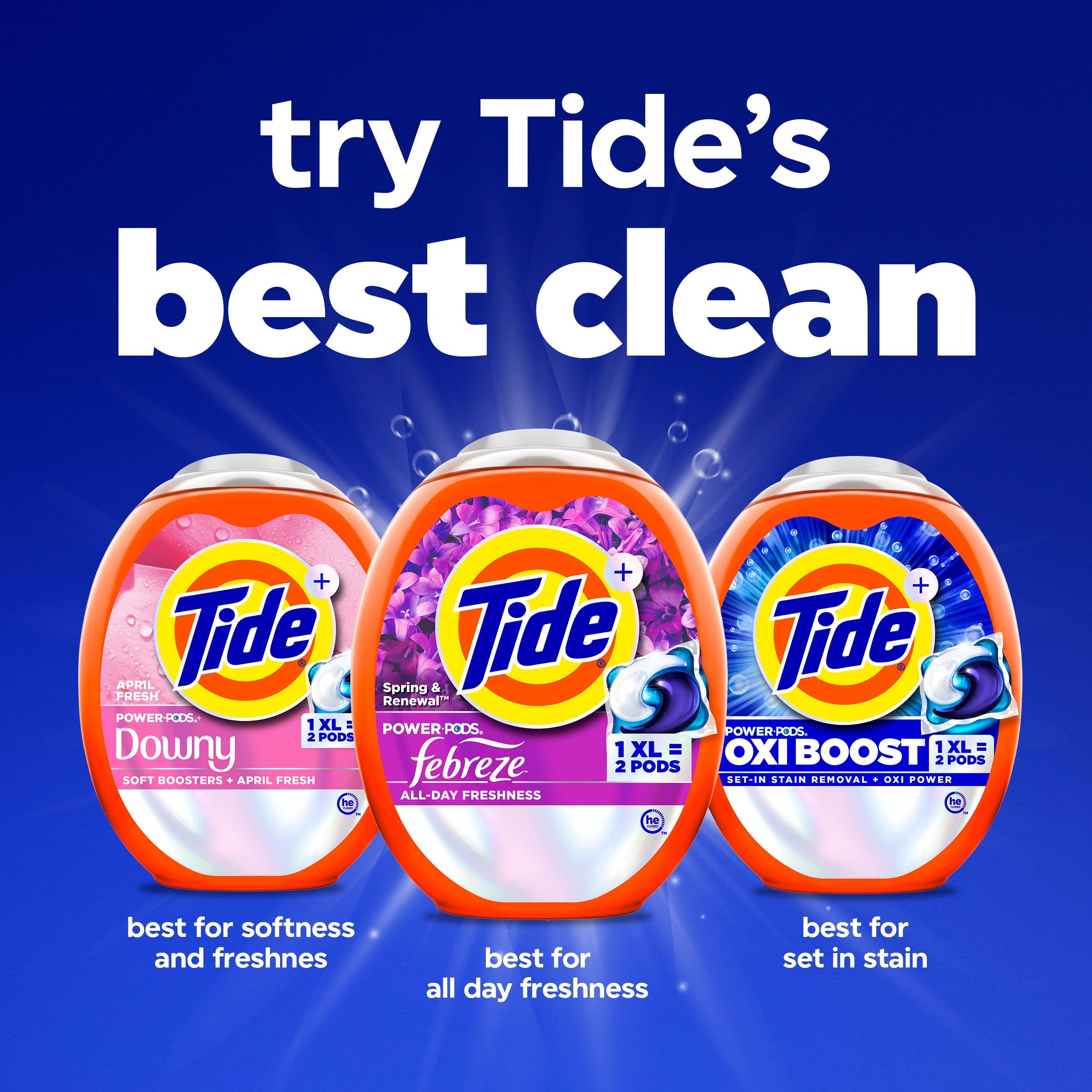 Tide ropa fresca en tendedero transmitiendo fragancia duradera