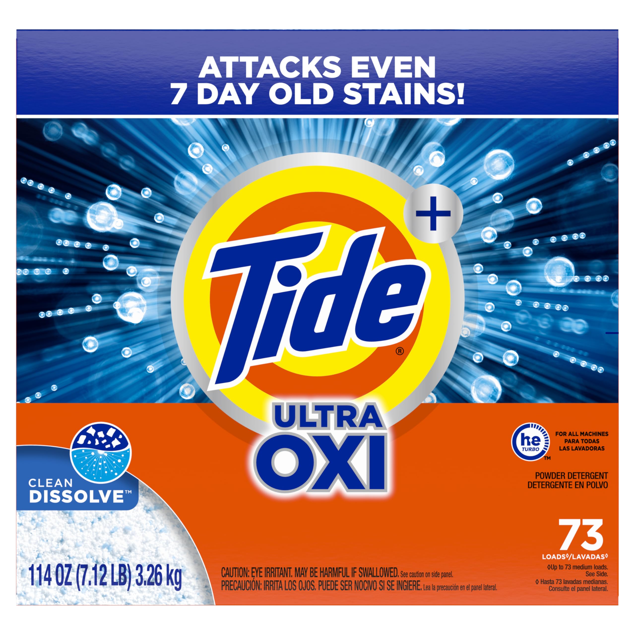 Tide Ultra OXI Powder espuma controlada en lavadora, menos residuos