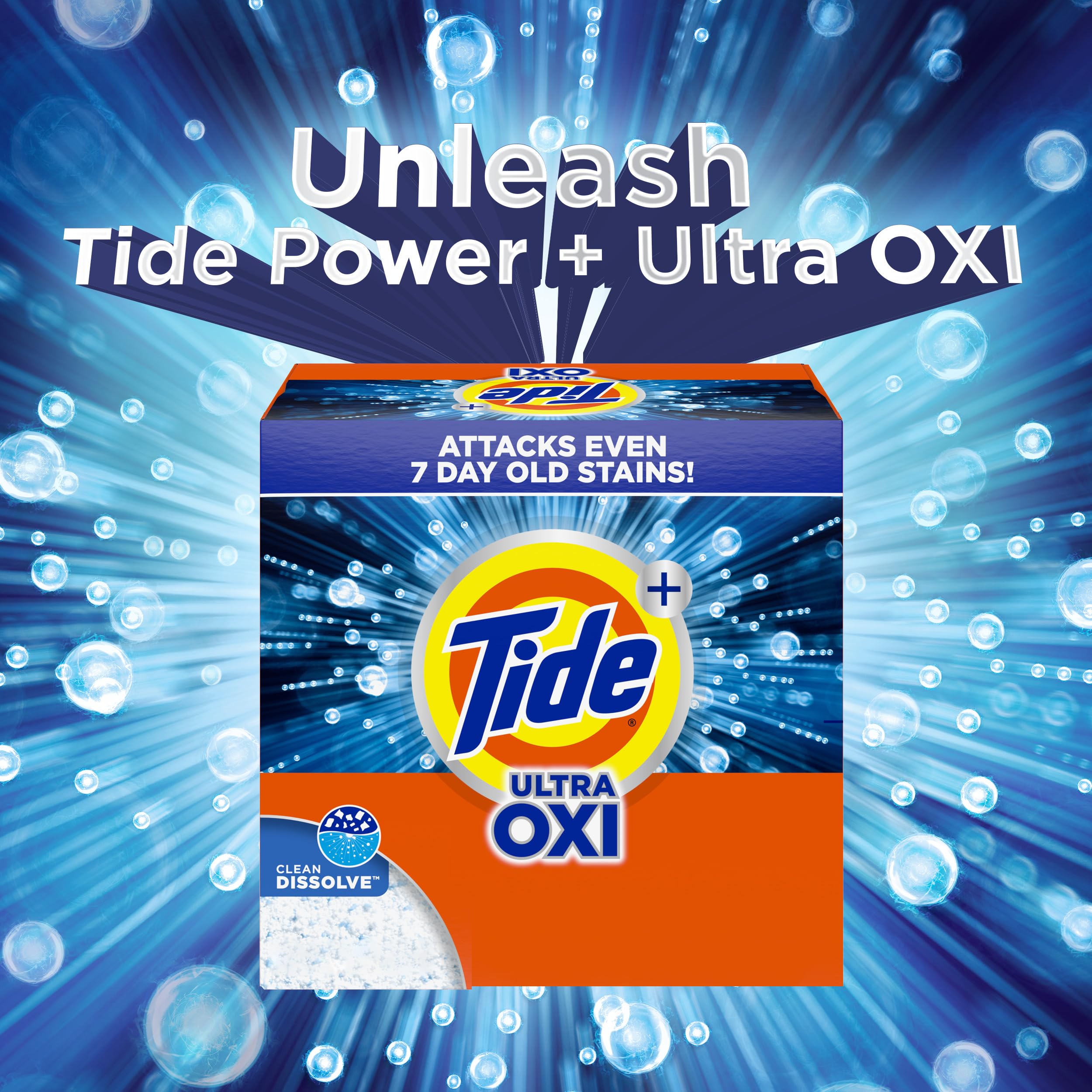 Tide Ultra OXI Powder textura del polvo que facilita disolución rápida