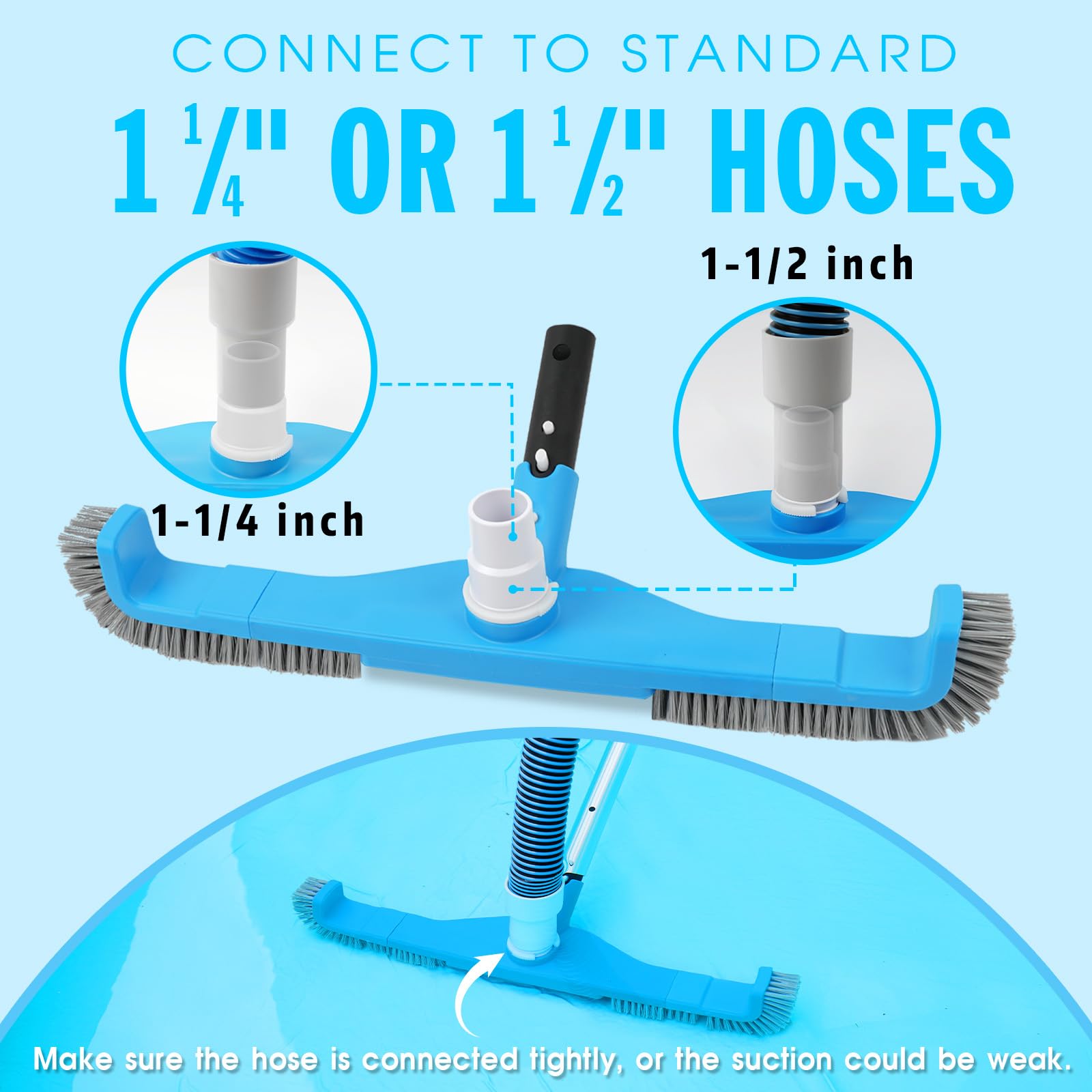 TidyMister brush head in pool removing leaves and dirt for faster cleanup
