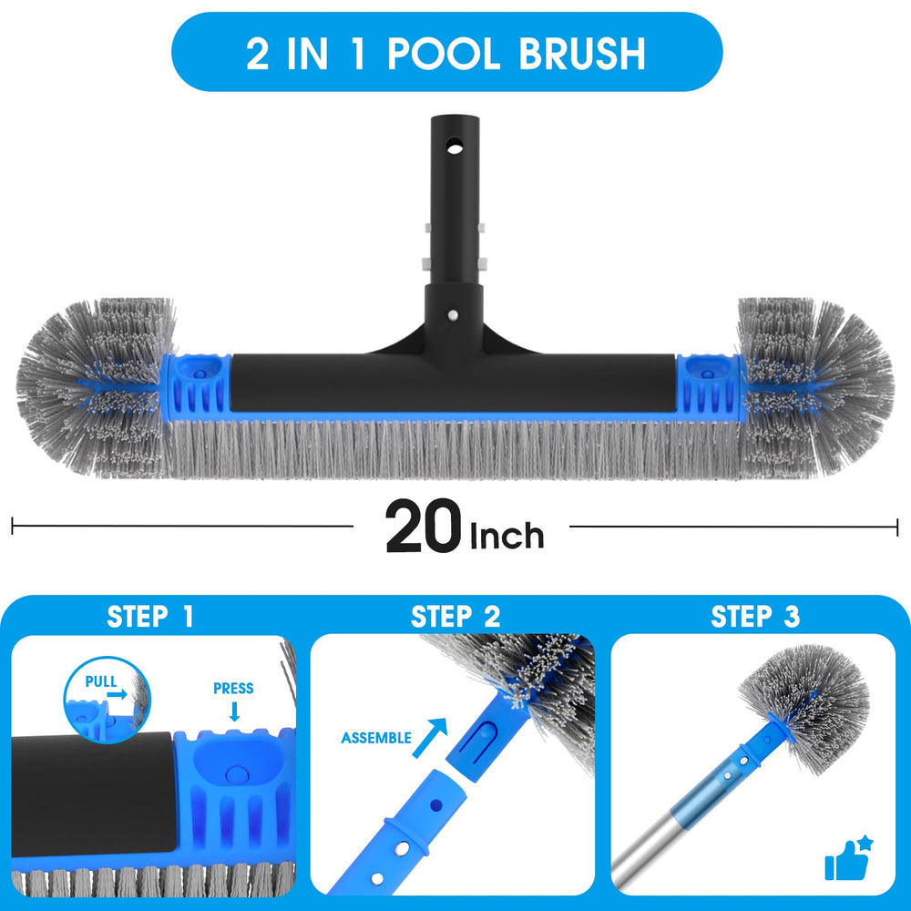 TidyMister brush scrubbing pool wall showing effective debris removal benefit