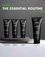 Tiege Hanley crema AM con SPF 20 detalle del dispensador y protección ligera