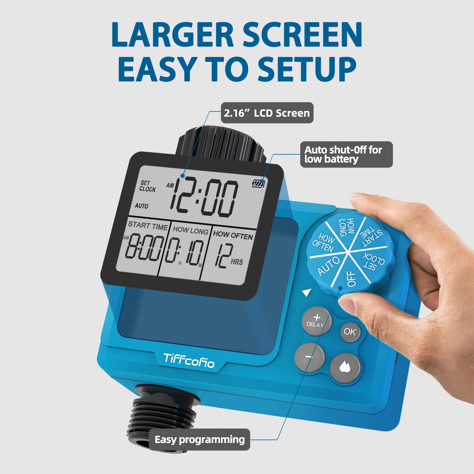 TiFFCOFiO pantalla digital con ajuste claro y programación rápida