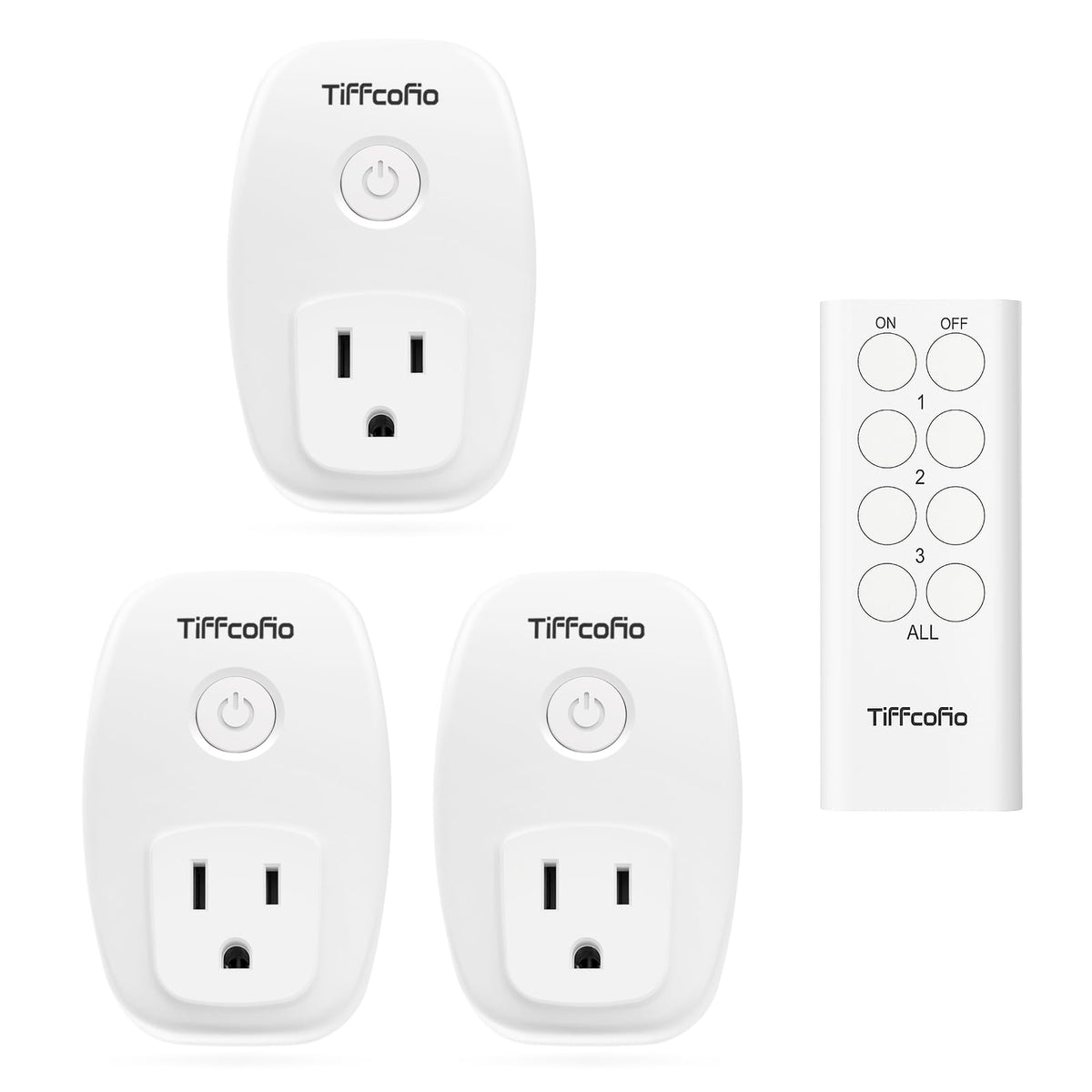 TiFFCOFiO enchufe remoto frontal mostrando diseño compacto y fácil uso