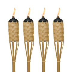 TIKI antorcha de bambú frontal mostrando diseño y textura para ambiente isleño