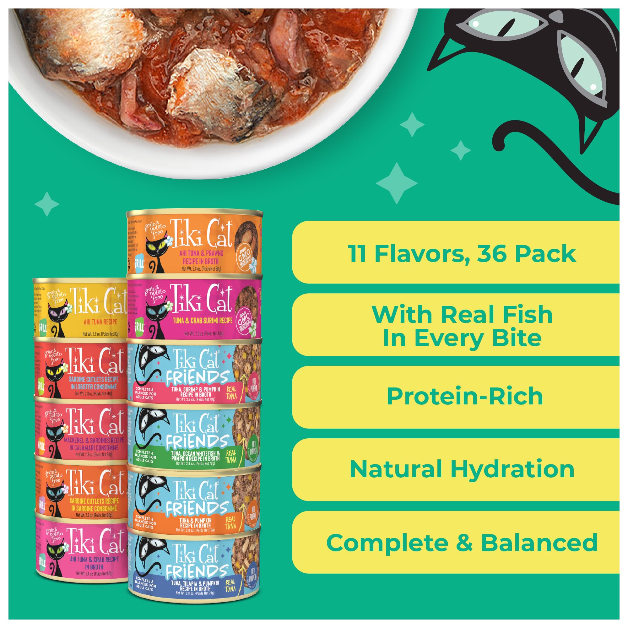 TIKI PETS etiqueta nutricional en primer plano para transparencia