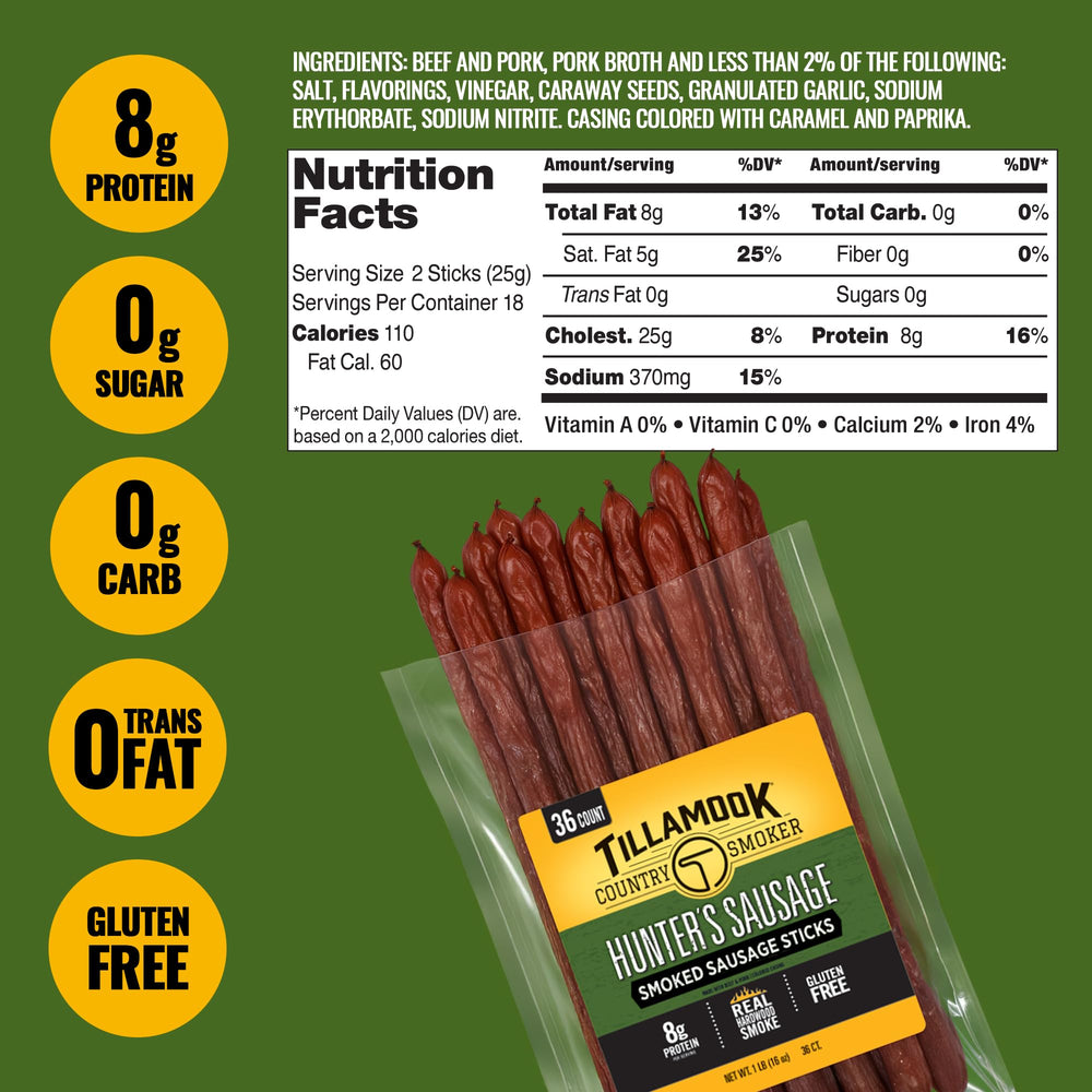 Tillamook Country Smoker etiqueta con ingredientes y sello sin gluten informativo