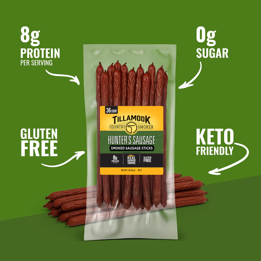 Tillamook Country Smoker palitos abiertos detalle textura masticable y sabor ahumado