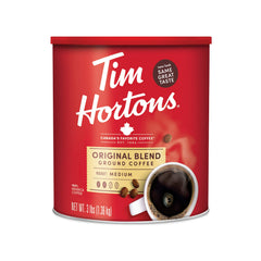 Tim Hortons bote frontal mostrando marca y tamaño 48 oz, conveniencia y volumen