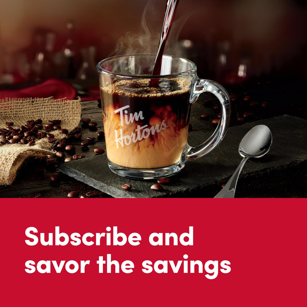 Tim Hortons taza servida resaltando sabor suave y cuerpo equilibrado