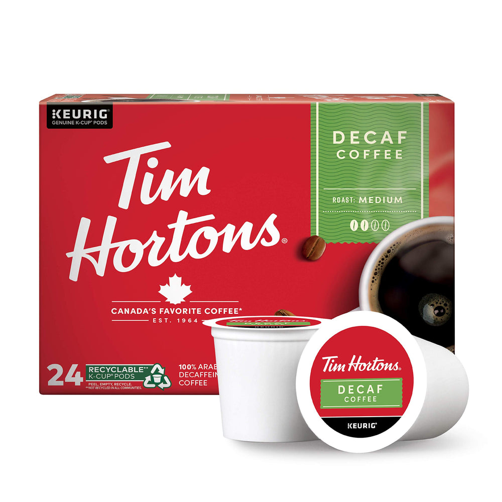 Tim Hortons caja frontal mostrando 24 cápsulas y conveniencia inmediata