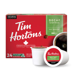 Tim Hortons caja frontal mostrando 24 cápsulas y conveniencia inmediata