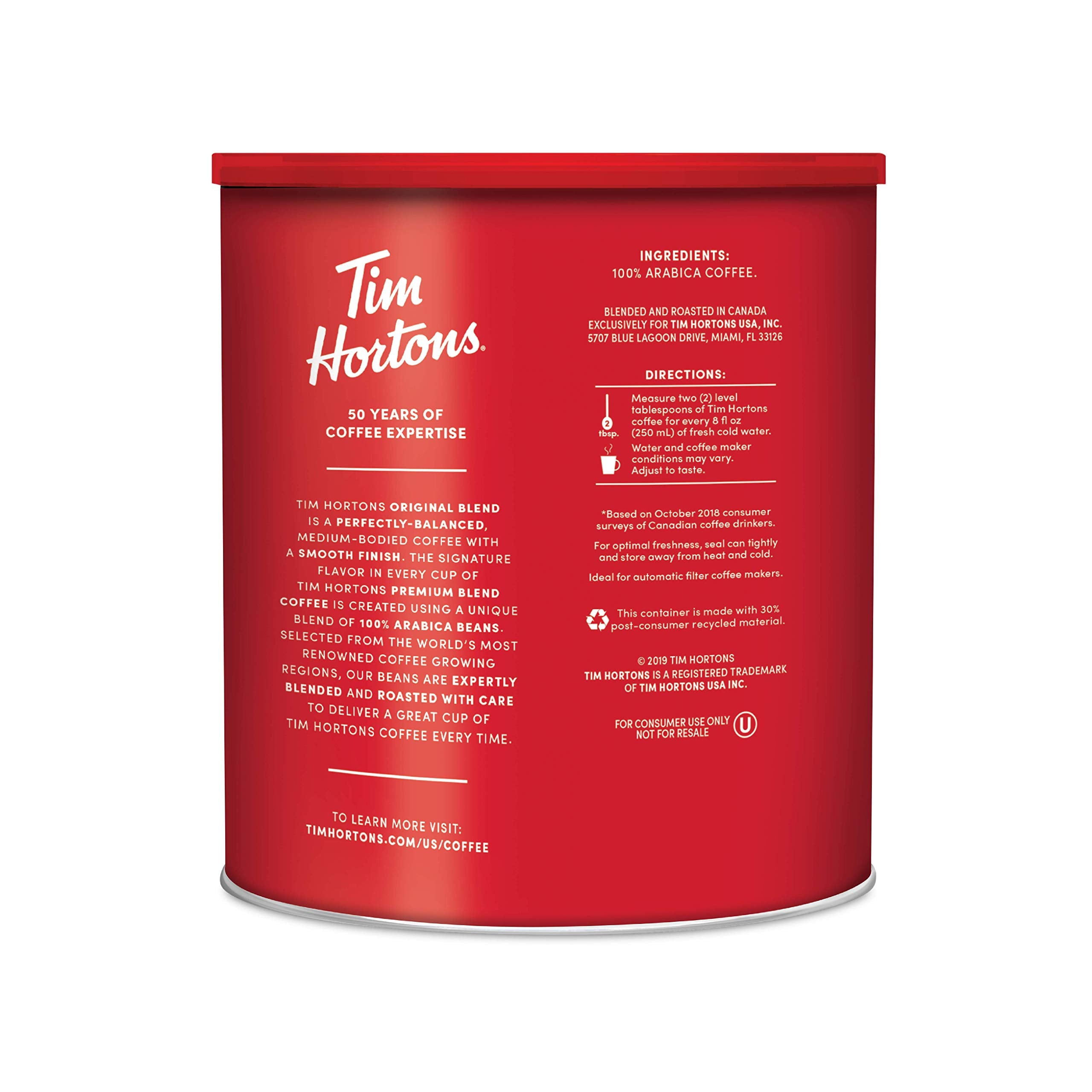 Tim Hortons primer plano del café molido que destaca textura y frescura aromática
