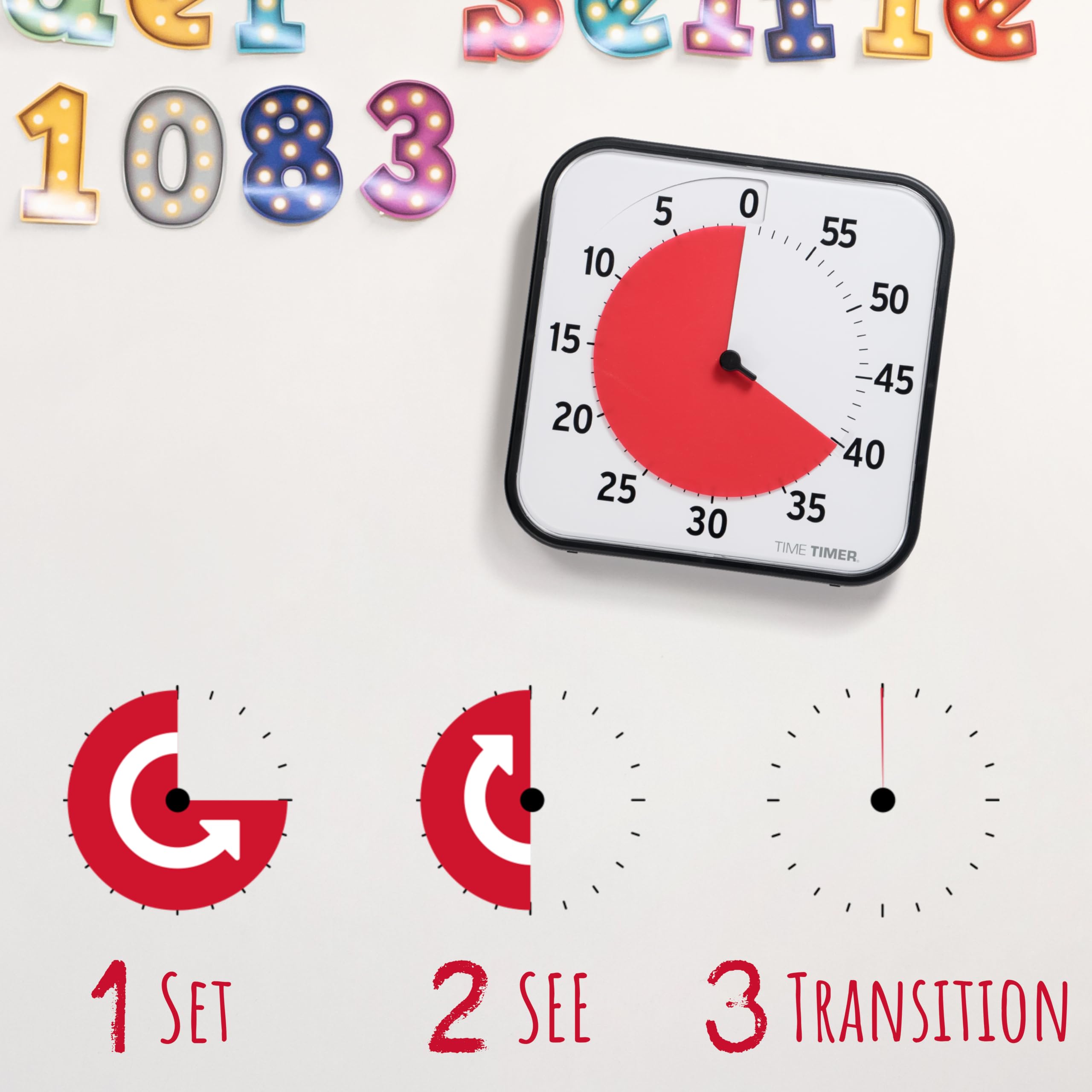 TIME TIMER en uso sobre escritorio ayudando a concentrarse en tareas