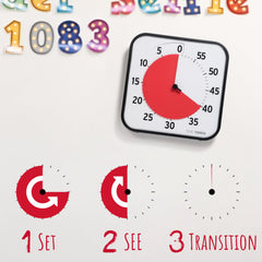 TIME TIMER en uso sobre escritorio ayudando a concentrarse en tareas