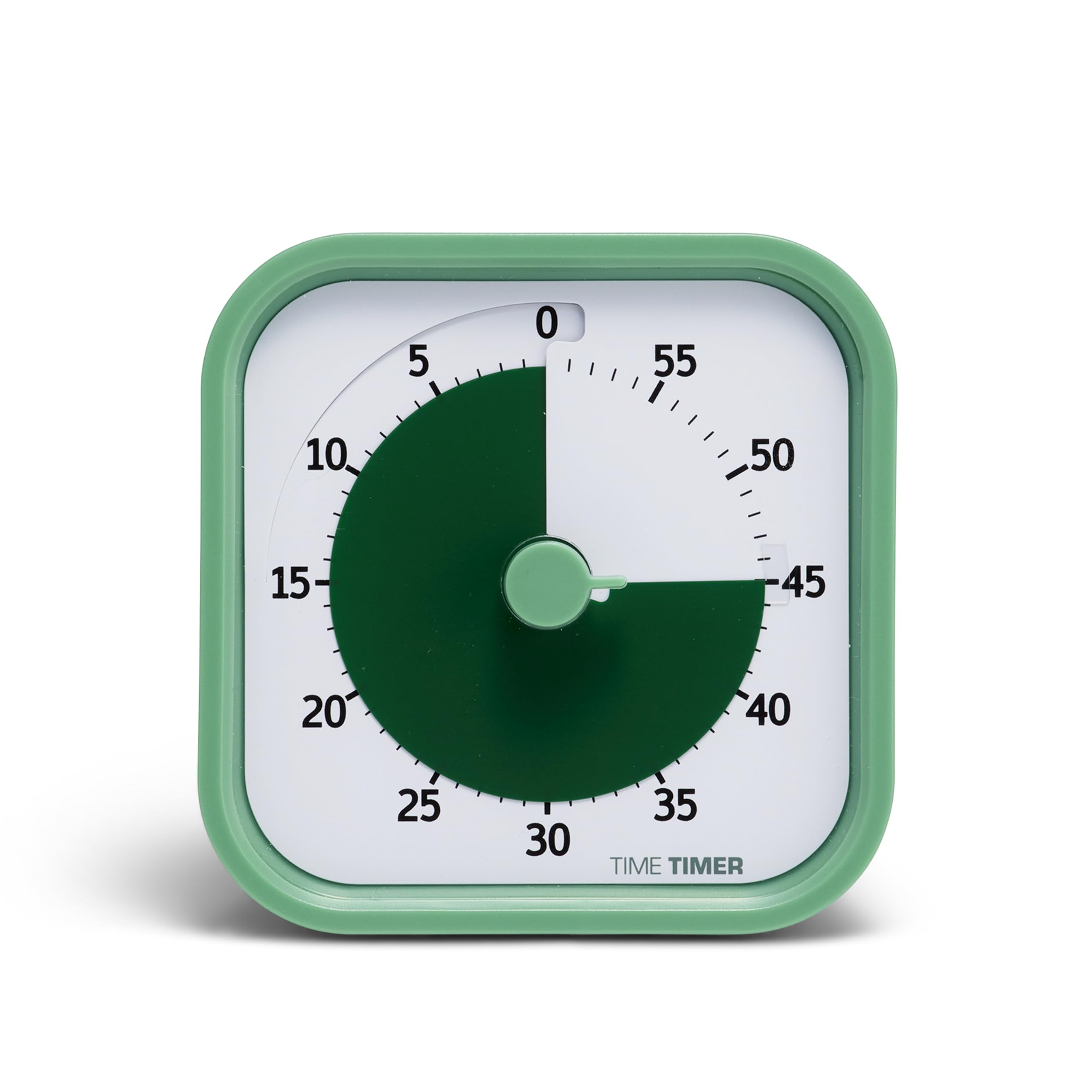 TIME TIMER vista frontal Fern Green mostrando disco rojo y lectura clara