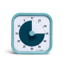 TIME TIMER frontal Lake Day Blue mostrando disco rojo y beneficio de claridad visual