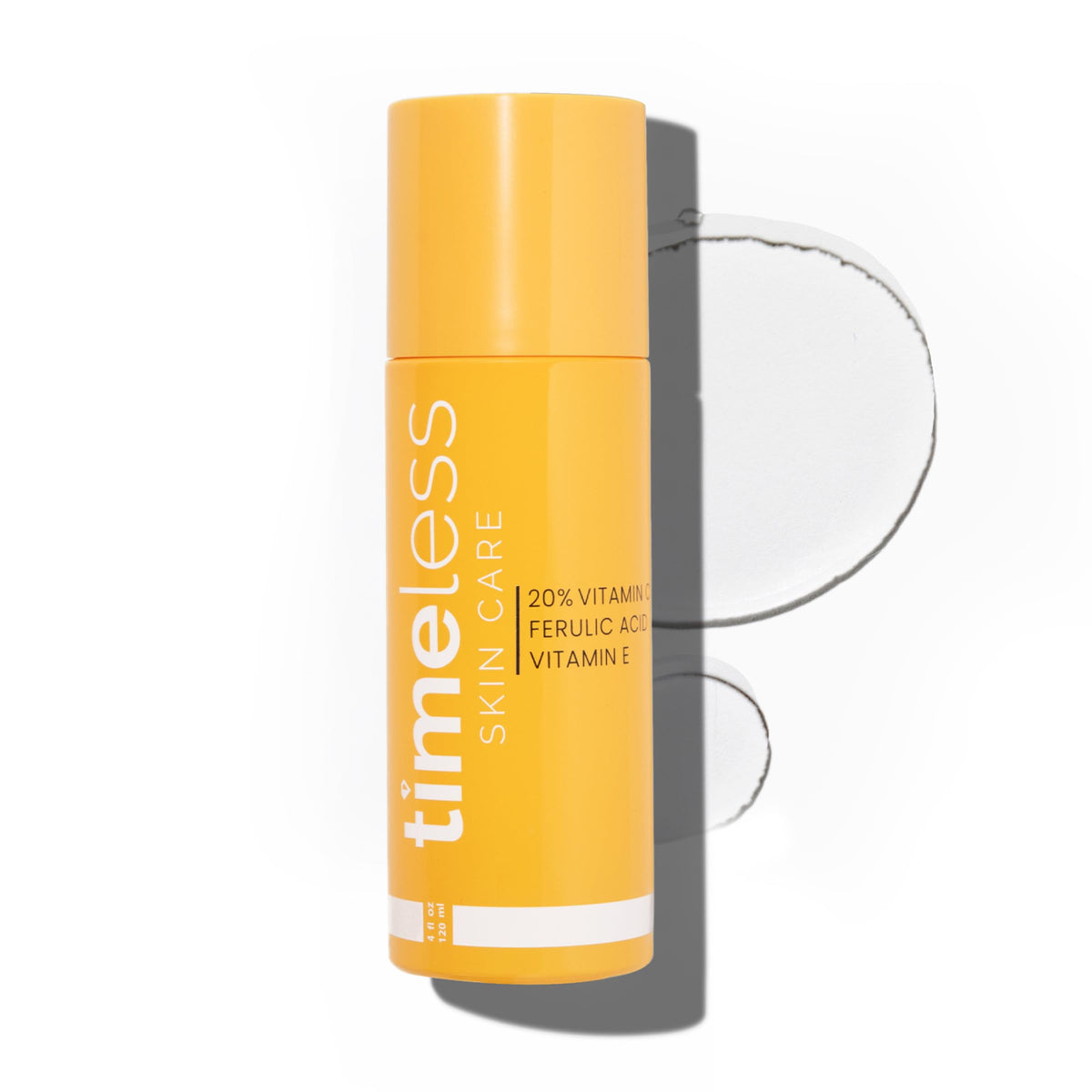 Timeless frasco frontal mostrando diseño y beneficio de luminosidad